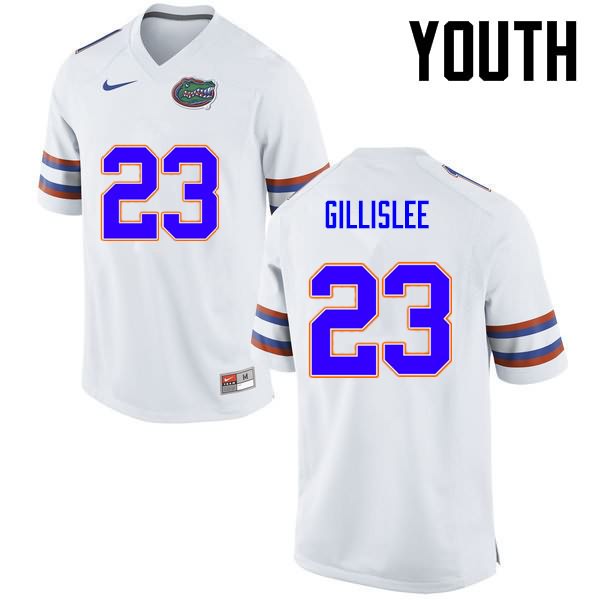 Youth NCAA Florida Gators Mike Gillislee #23 Stitched Authentic Nike White College Football Jersey NAM8465TC